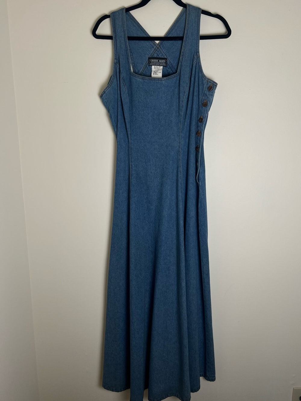 Vintage Sleeveless Denim Dress - Blue